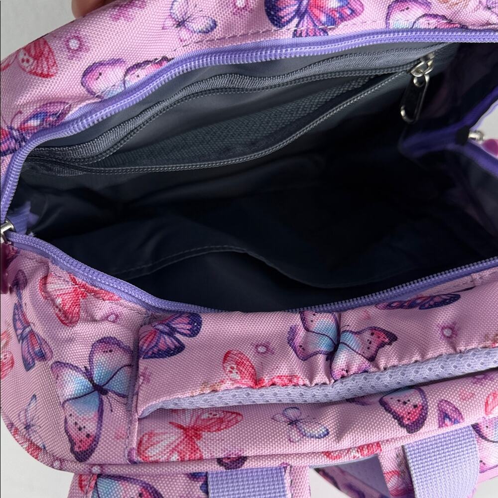 NWOT Purple & Pink Butterfly Print Kids 3-8 years old Backpack - Picture 10 of 13